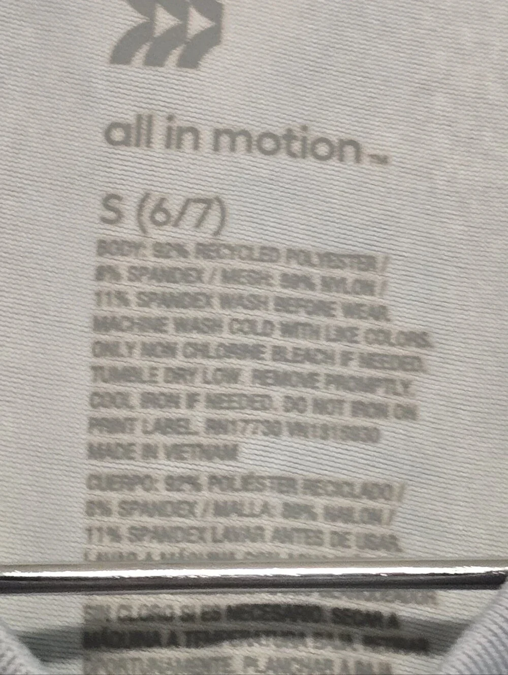 All in Motion Gray And White Athletic Top Quick-Dri